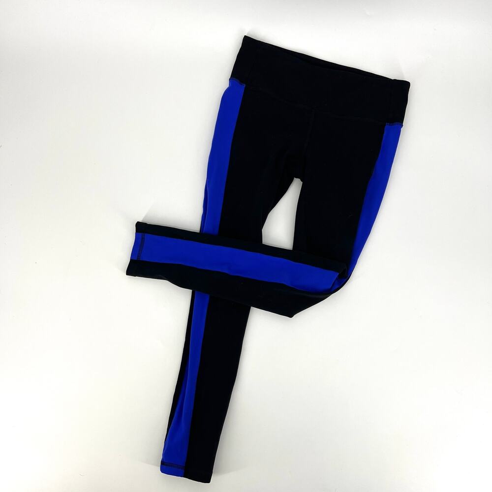 ALO Womens Color Block Leggings Black and Blue Size M 25" Inseam